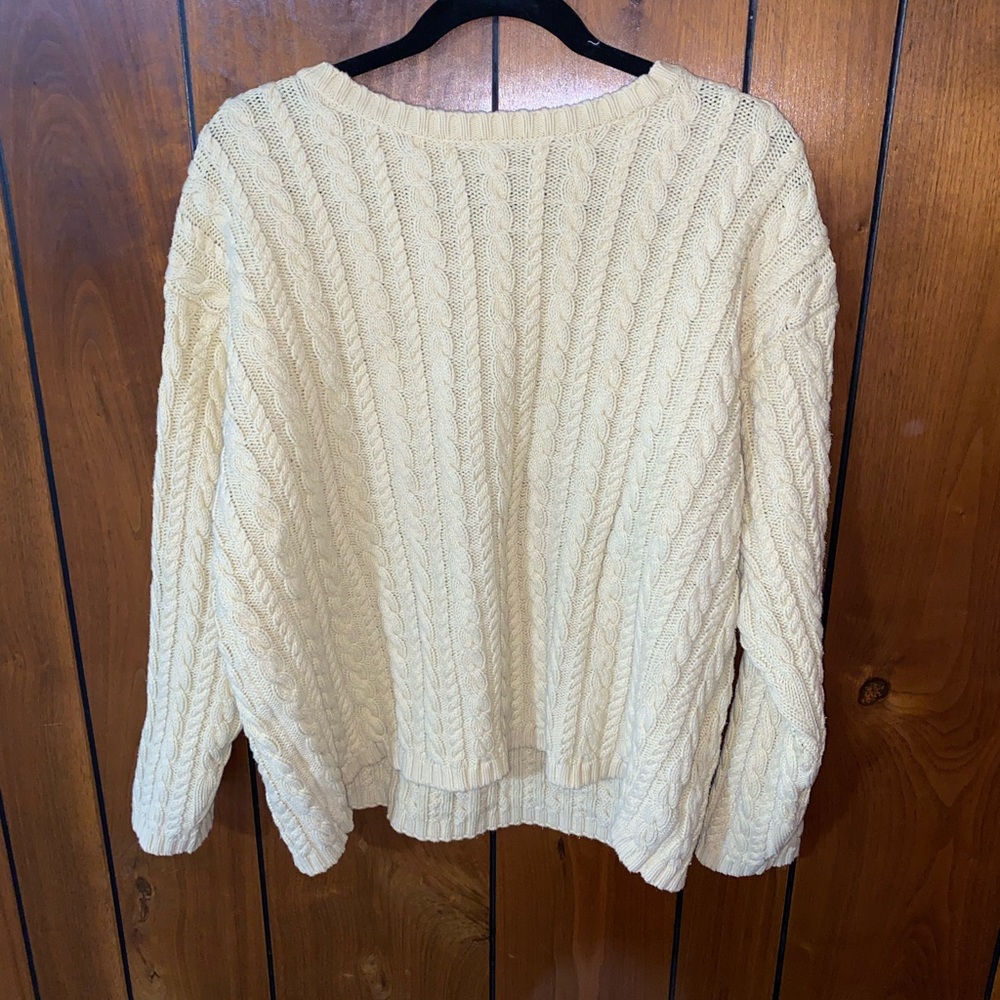 Eddie Bauer Pale Yellow Cable Knit Sweater